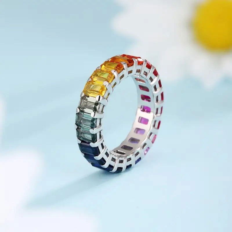 Graduating Pink Sapphire Four Prongs Eternity Band - LGG Jewelry