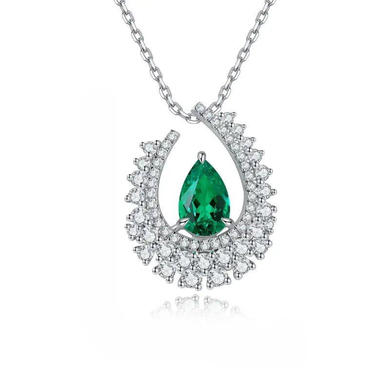 Heart of Tear Lab Emerald Pendant Necklace - LGG Jewelry