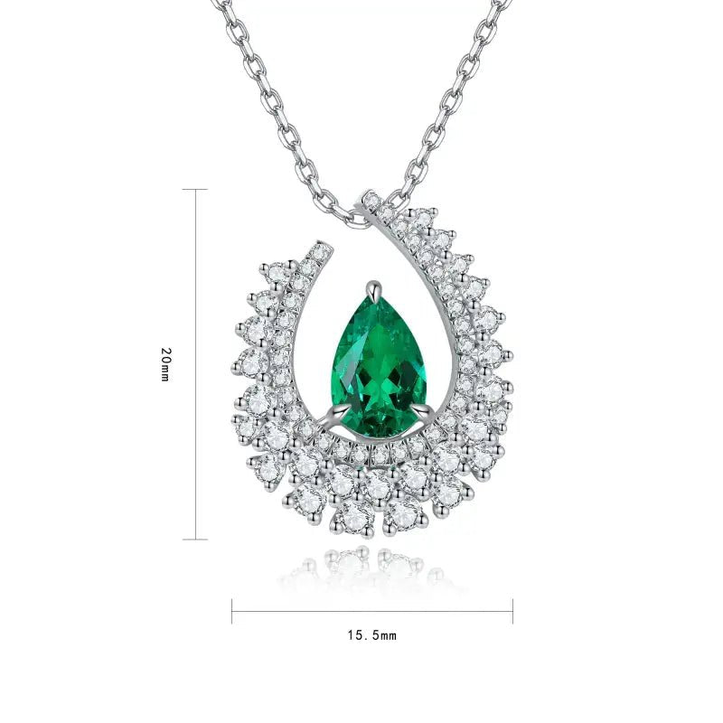 Heart of Tear Lab Emerald Pendant Necklace - LGG Jewelry