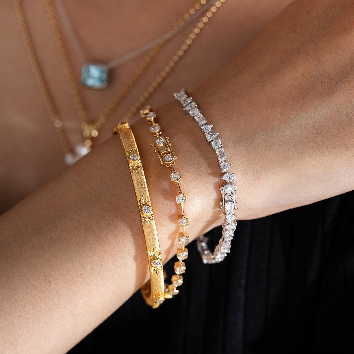 Lab Diamond Tennis Bracelet Featuring Four Diamond Shapes - FIORESE JEWELRY