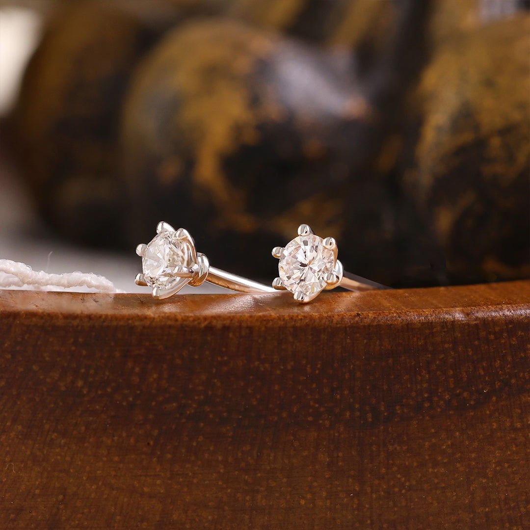 Martini Round Cut Lab Diamond Six Prongs Ear Studs - LGG Jewelry