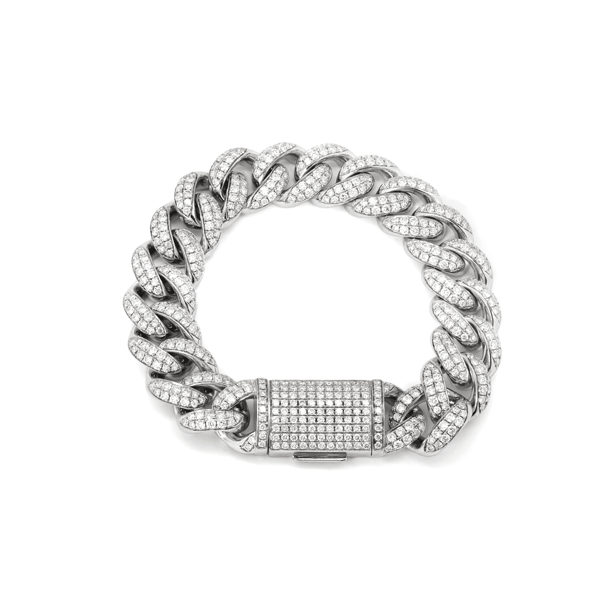 Men's Iced - Out Cuban Link Bracelet with Round Lab Diamonds - FIORESE JEWELRY
