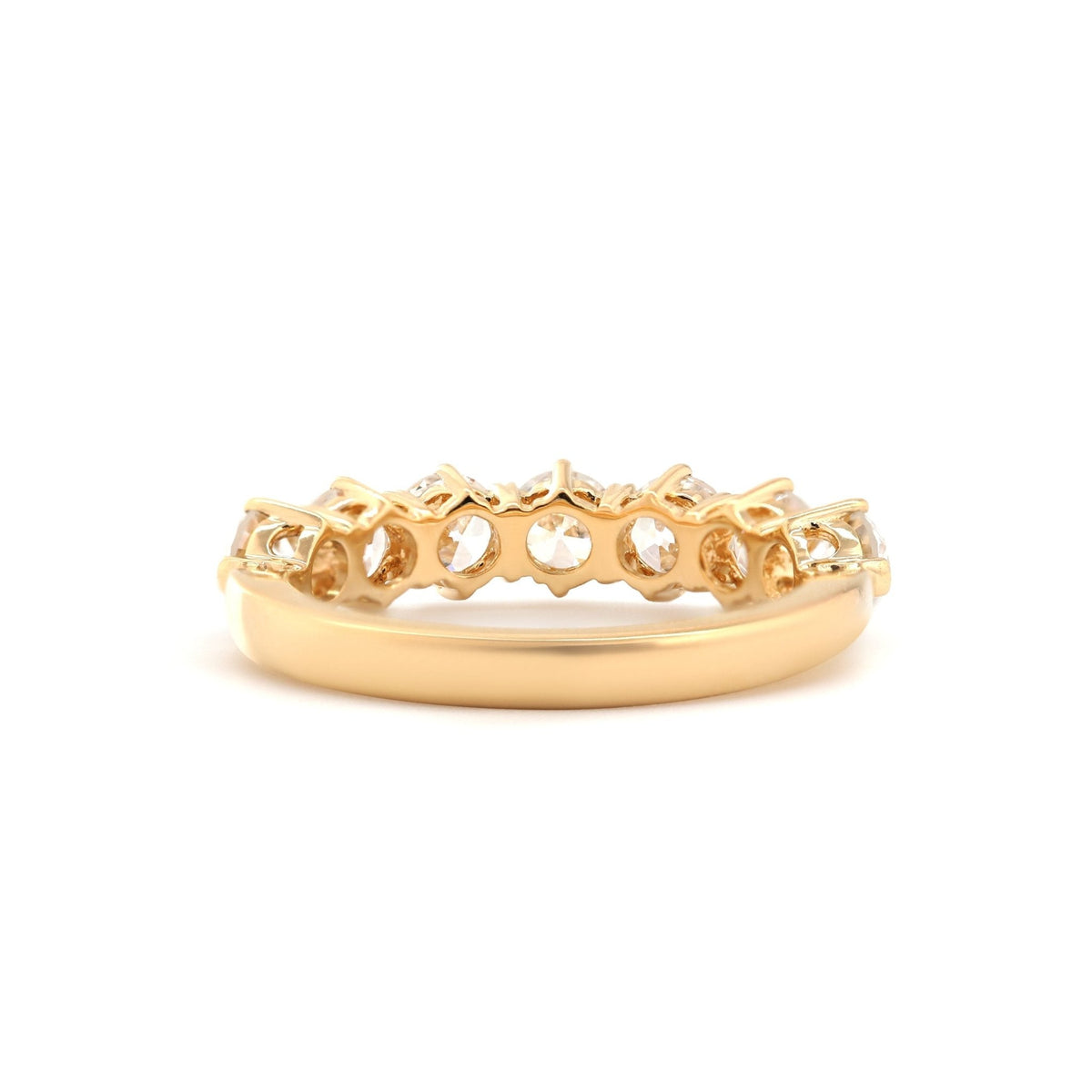 Old European - Cut Lab Diamond 7 - Stone Half Eternity Ring with Tapered Band - FIORESE JEWELRY