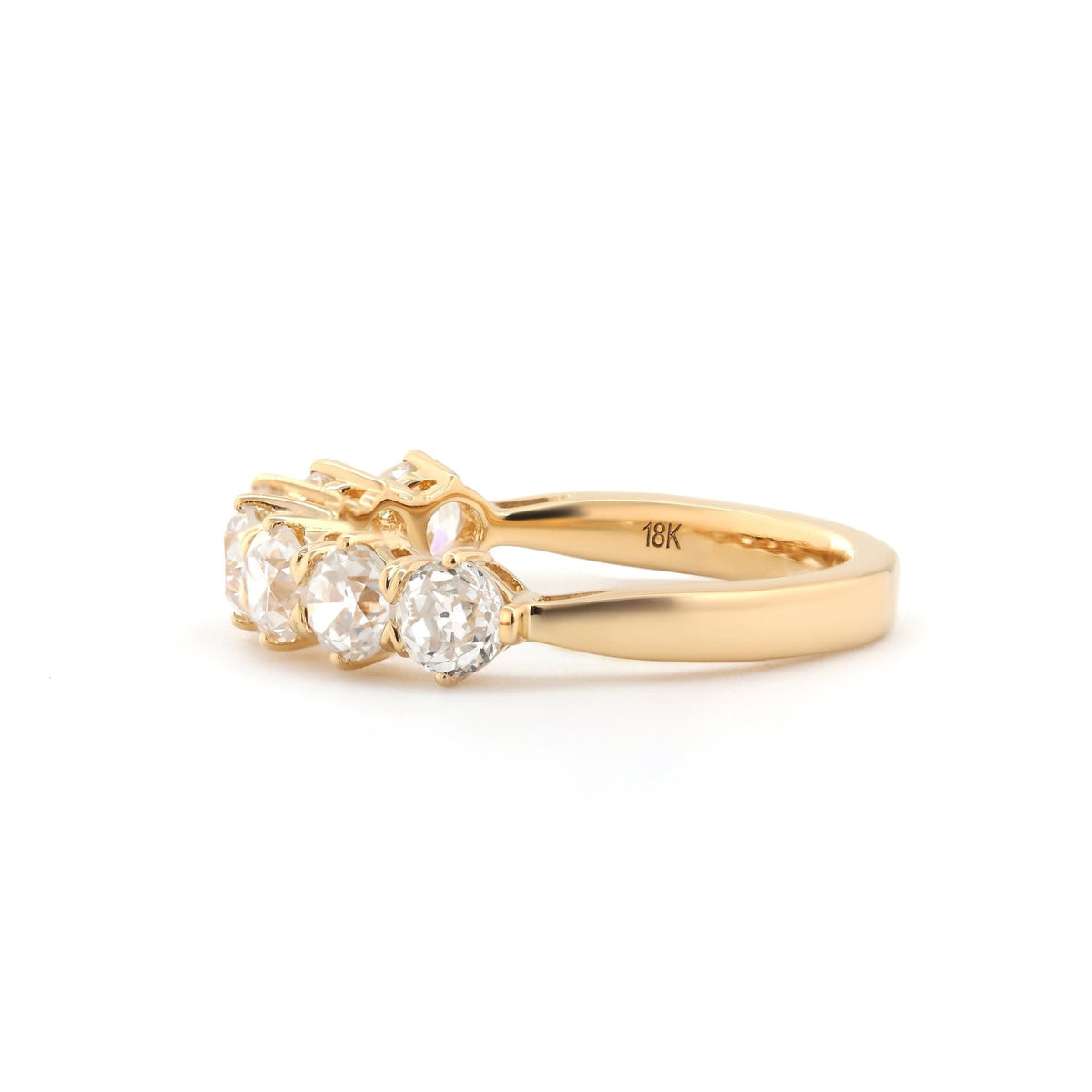Old European - Cut Lab Diamond 7 - Stone Half Eternity Ring with Tapered Band - FIORESE JEWELRY