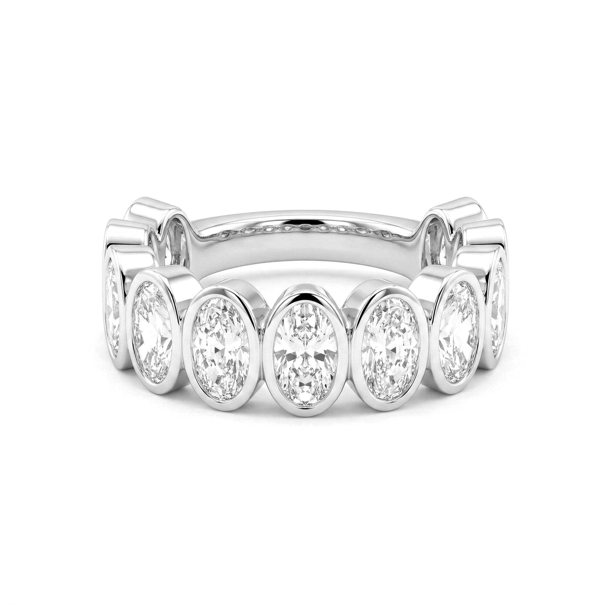 Oval - Cut Lab Diamond Bezel 2/3 Eternity Ring - FIORESE JEWELRY