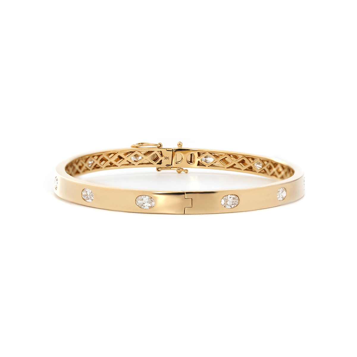 Oval Cut Lab Diamond Bezel - Set Bangle Bracelet - FIORESE JEWELRY