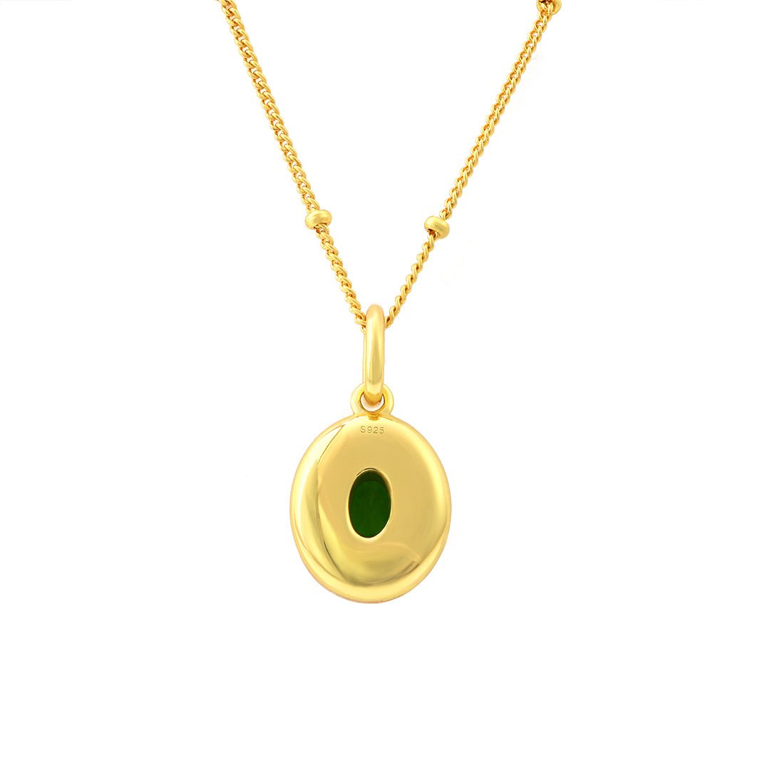 Oval Diopside & Nacre Pendant Necklace - LGG Jewelry