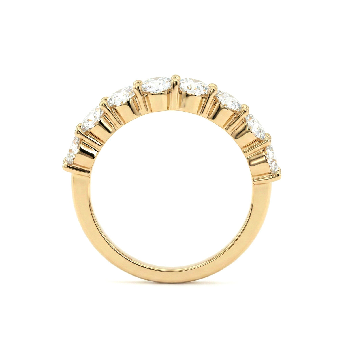 Oval Lab Diamond Half Eternity Ring with Shared Prong Setting - FIORESE JEWELRY