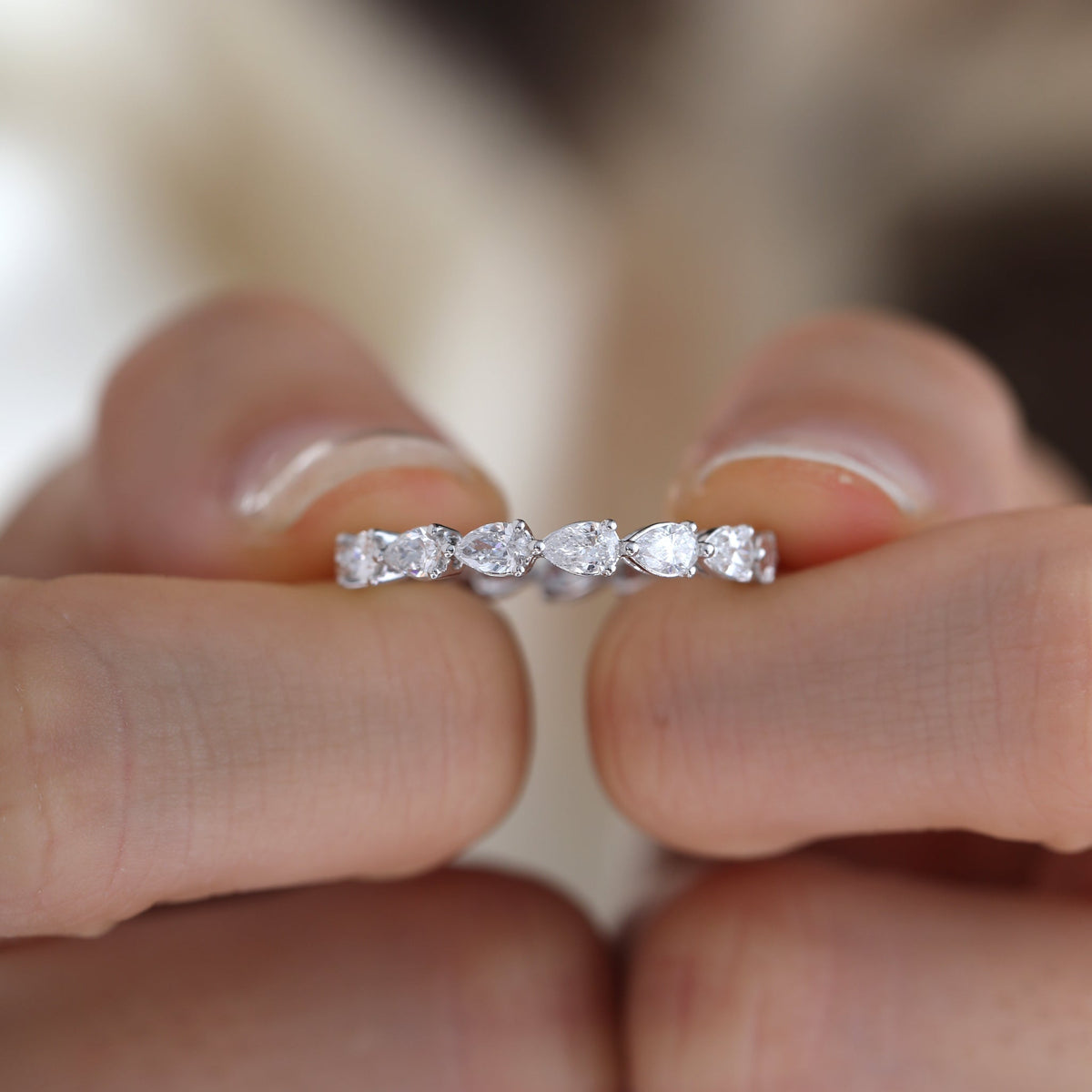 Pear-Cut Lab Diamond East-West Eternity Wedding Ring - FIORESE JEWELRY