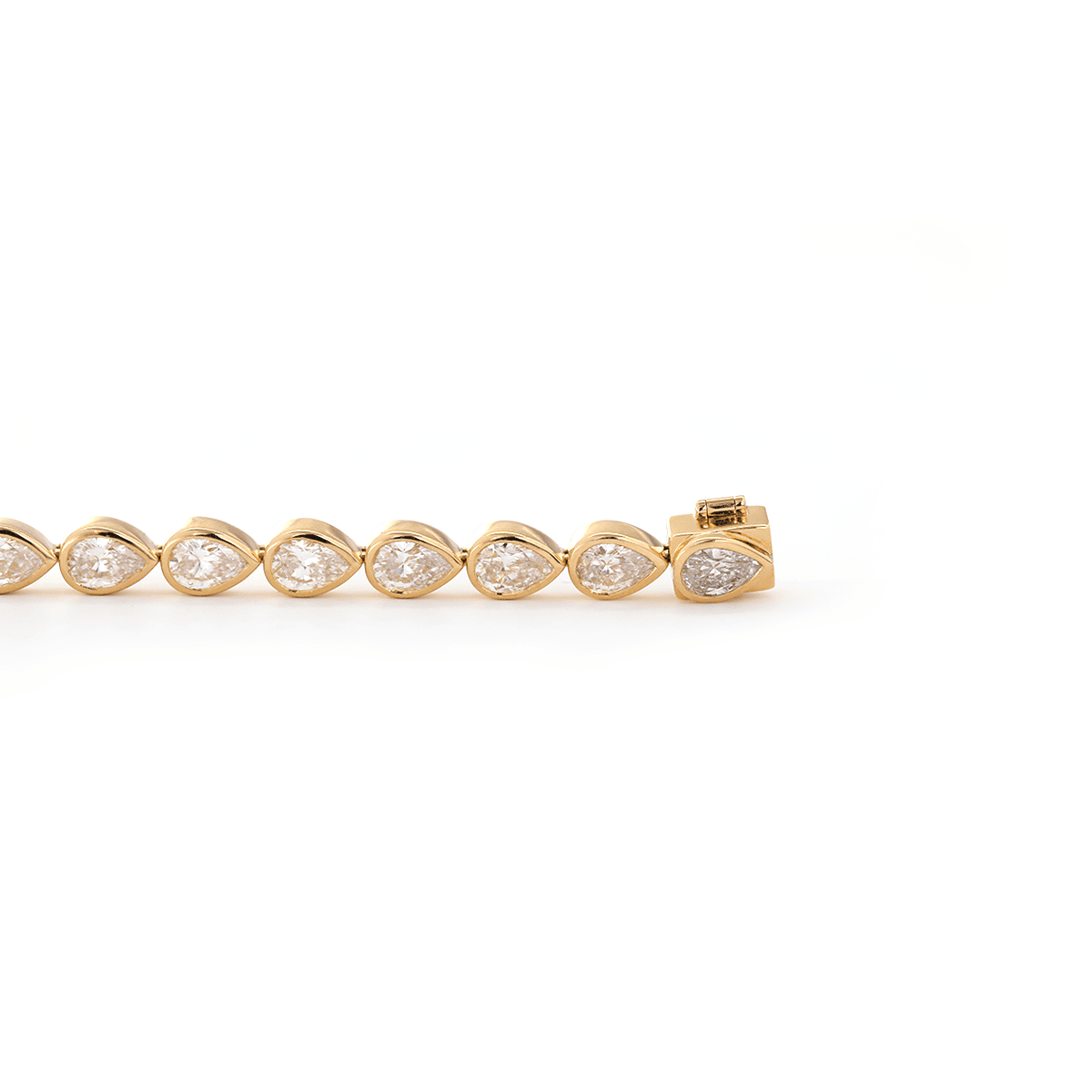 Pear - Shaped Lab Diamond Bezel - Set Tennis Bracelet with Box Clasp - FIORESE JEWELRY