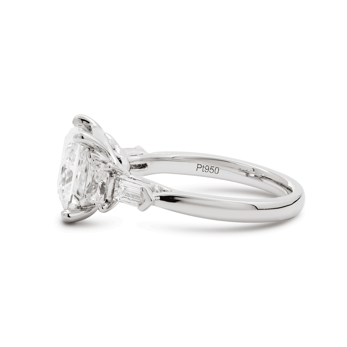 Platinum 2.5ct Princess Cut Lab Diamond 5 Stone Engagement Ring with Radiant Cut and Bullet Cut Side - stones - FIORESE JEWELRY