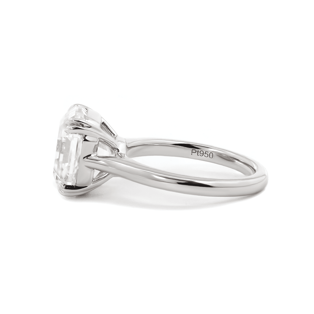 Platinum 5ct Antique Asscher Cut Lab Diamond Double Claw Prong Basket Solitaire Ring - FIORESE JEWELRY