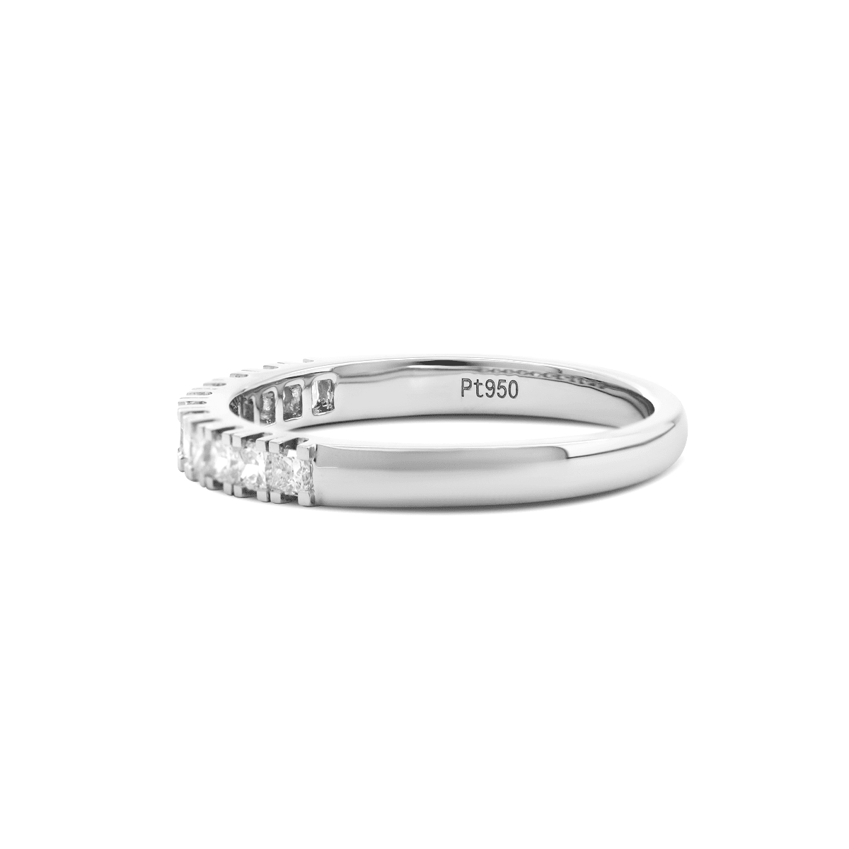 Platinum Princess Cut Lab Diamond 11 Stone Half Eternity Ring - FIORESE JEWELRY