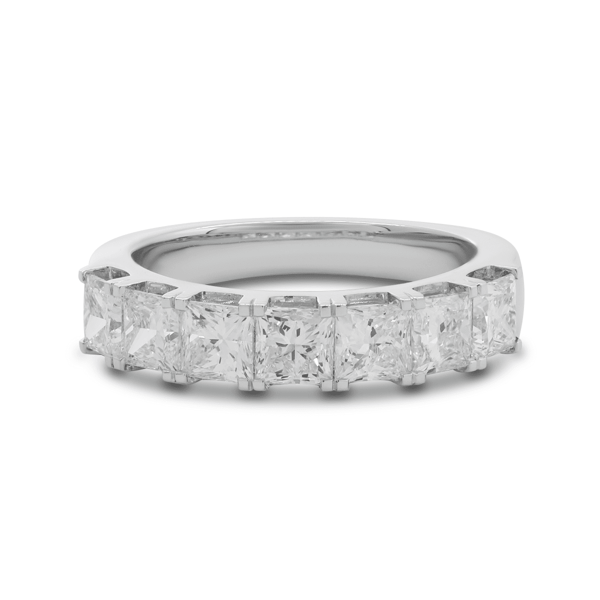 Platinum Princess Cut Lab Diamond 7 Stone Half Eternity Ring - FIORESE JEWELRY