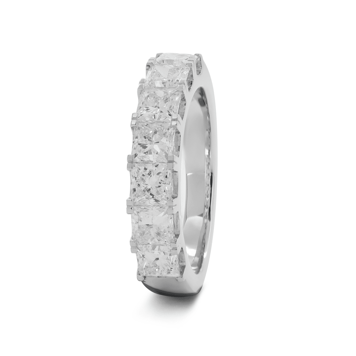 Platinum Princess Cut Lab Diamond 7 Stone Half Eternity Ring - FIORESE JEWELRY