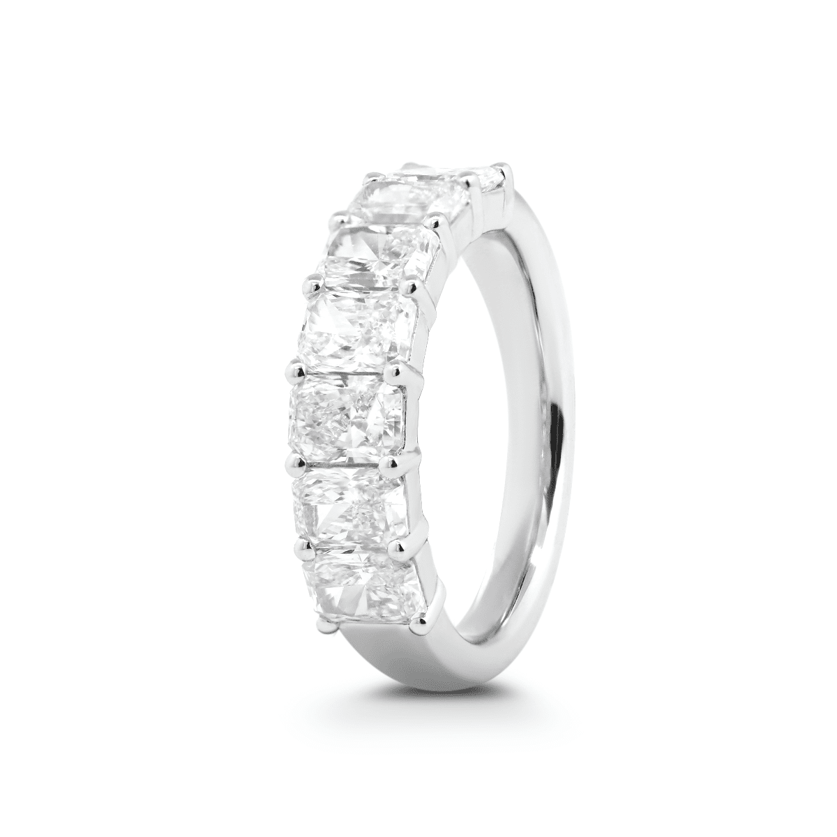 Platinum Radiant Cut Lab Diamond 7 Stone Half Eternity Ring - FIORESE JEWELRY