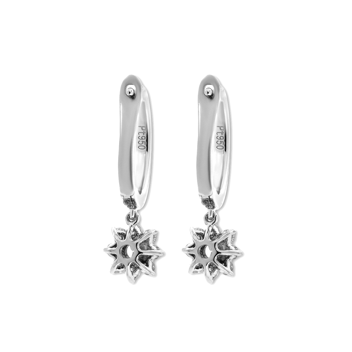 Platinum Round Lab Diamond Floral Hoop Earrings - FIORESE JEWELRY