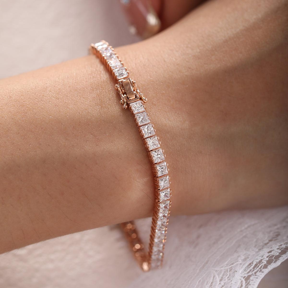 Princess Cut Lab Diamond Tennis Bracelet in Prong Setting - FIORESE JEWELRY