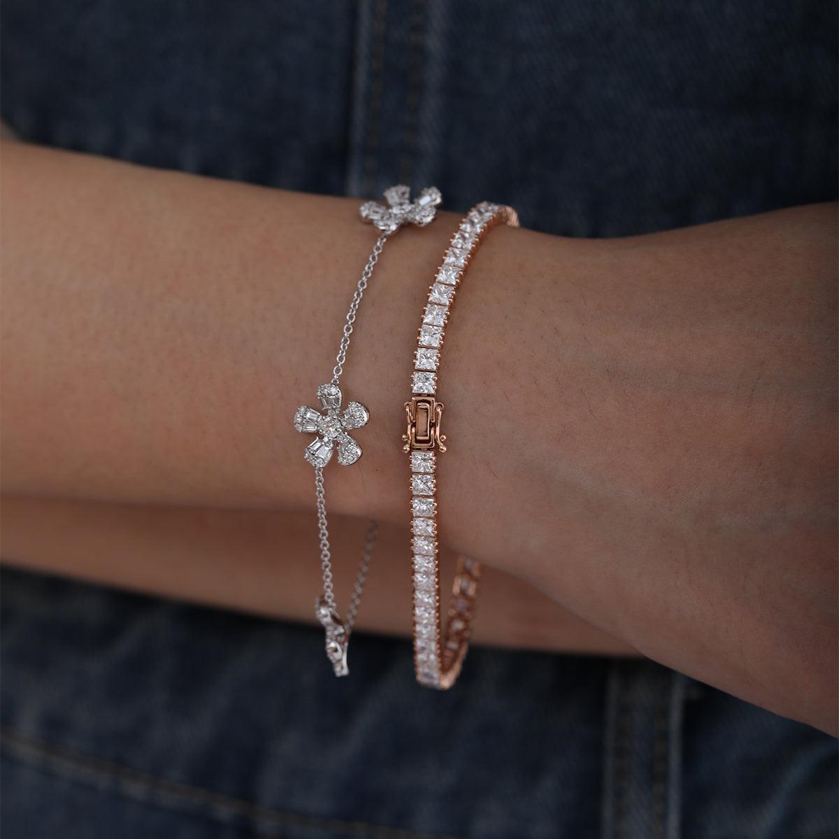 Princess Cut Lab Diamond Tennis Bracelet in Prong Setting - FIORESE JEWELRY