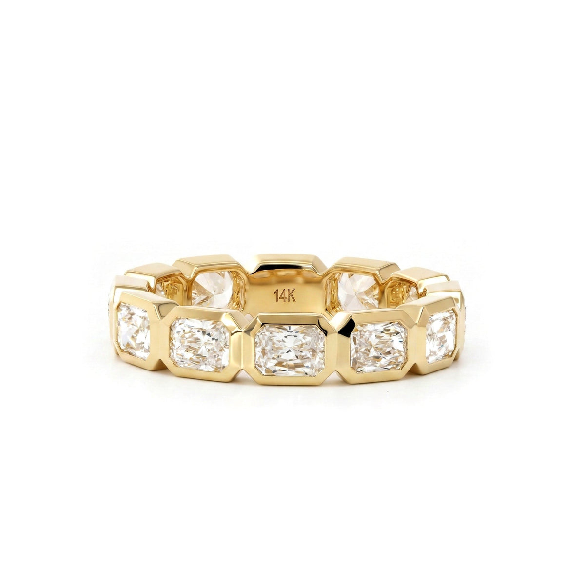 Radiant-Cut Lab Diamond East-West Bezel Eternity Band - FIORESE JEWELRY