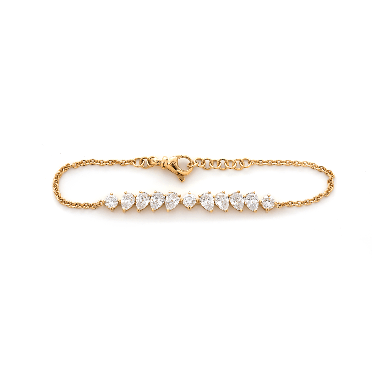 Round and Pear - Shaped Lab Diamond Chain Bracelet in Prong Basket Setting - FIORESE JEWELRY