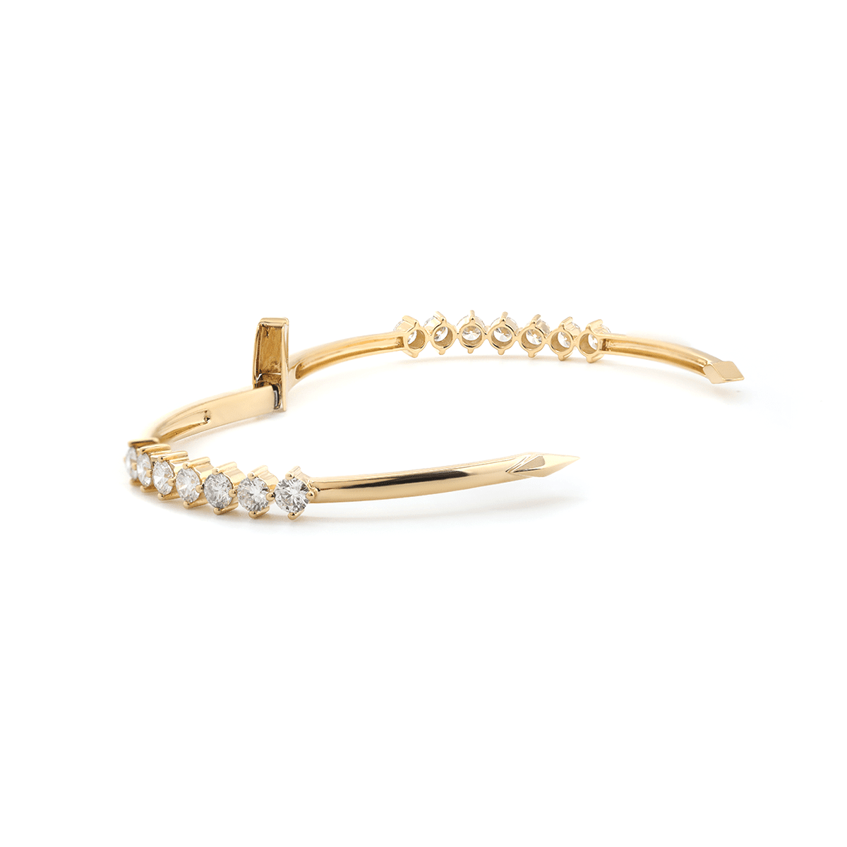 Round Cut Lab Diamond 14 - Stone Open Bangle Bracelet - FIORESE JEWELRY