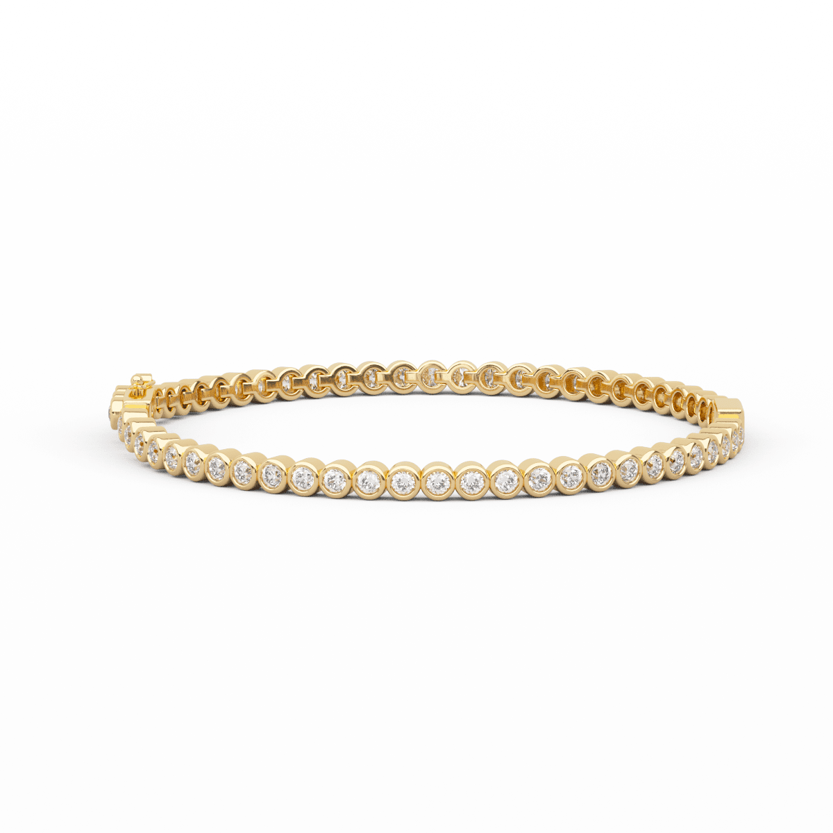 Round Lab Diamond Bezel - Set Tennis Bracelet with a Baguette Cut Lab Emerald Center Stone - FIORESE JEWELRY