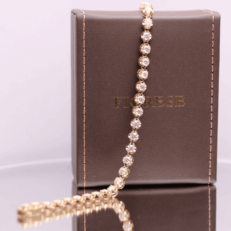 Round Lab Diamond Crown - Set Tennis Bracelet - FIORESE JEWELRY