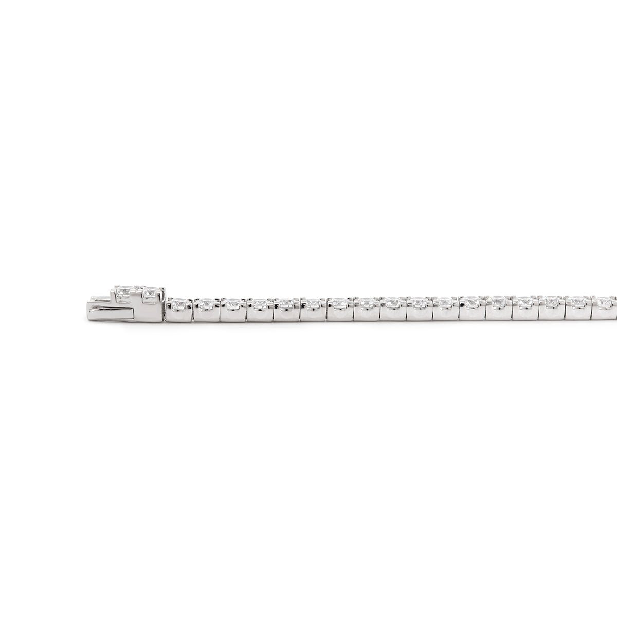Round Lab Diamond Tennis Bracelet with U - Shaped Pavé Channel - Back Setting - FIORESE JEWELRY