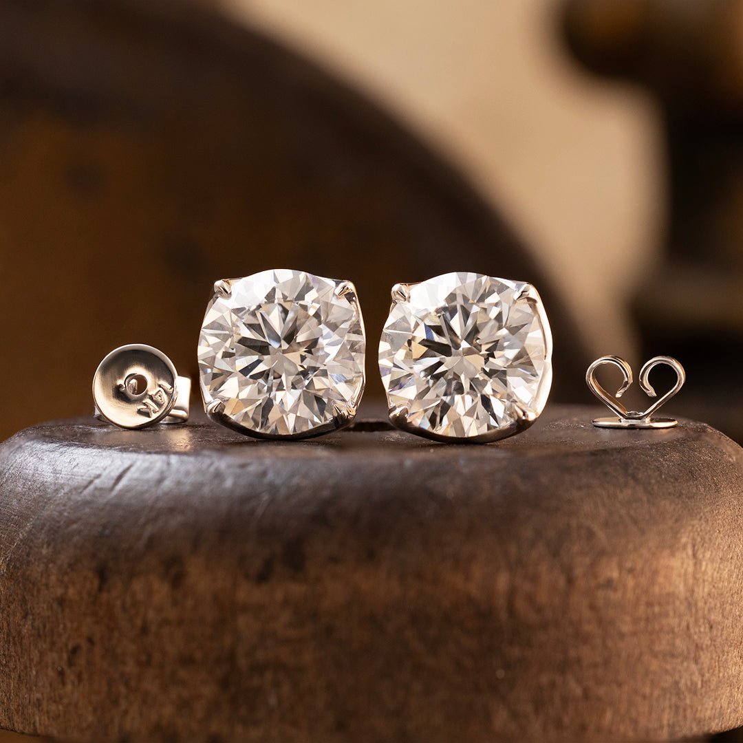 Tulip Diamond Stud Earrings - Round Cut Lab Created Diamonds - LGG Jewelry