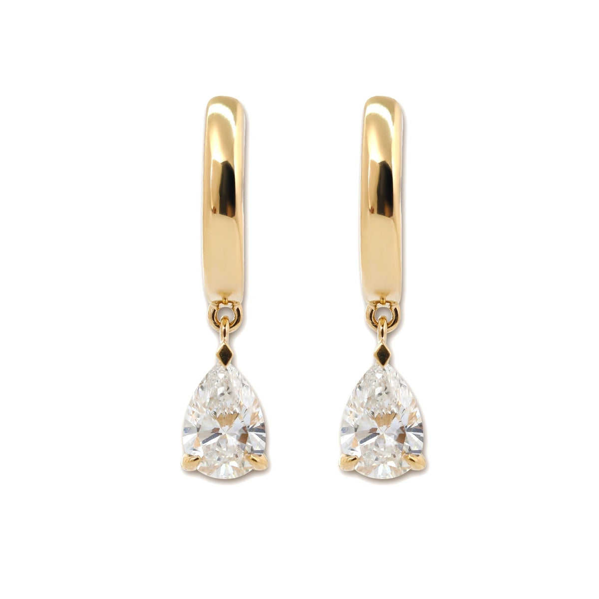 1 ct tw Pear Cut Diamond Three Prong Basket Hoop Earrings - FIORESE JEWELRY