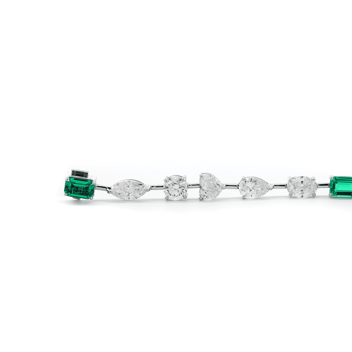 10 CT TW Lab Diamond & Lab Emerald Tennis Bracelet with Six Shapes - FIORESE JEWELRY