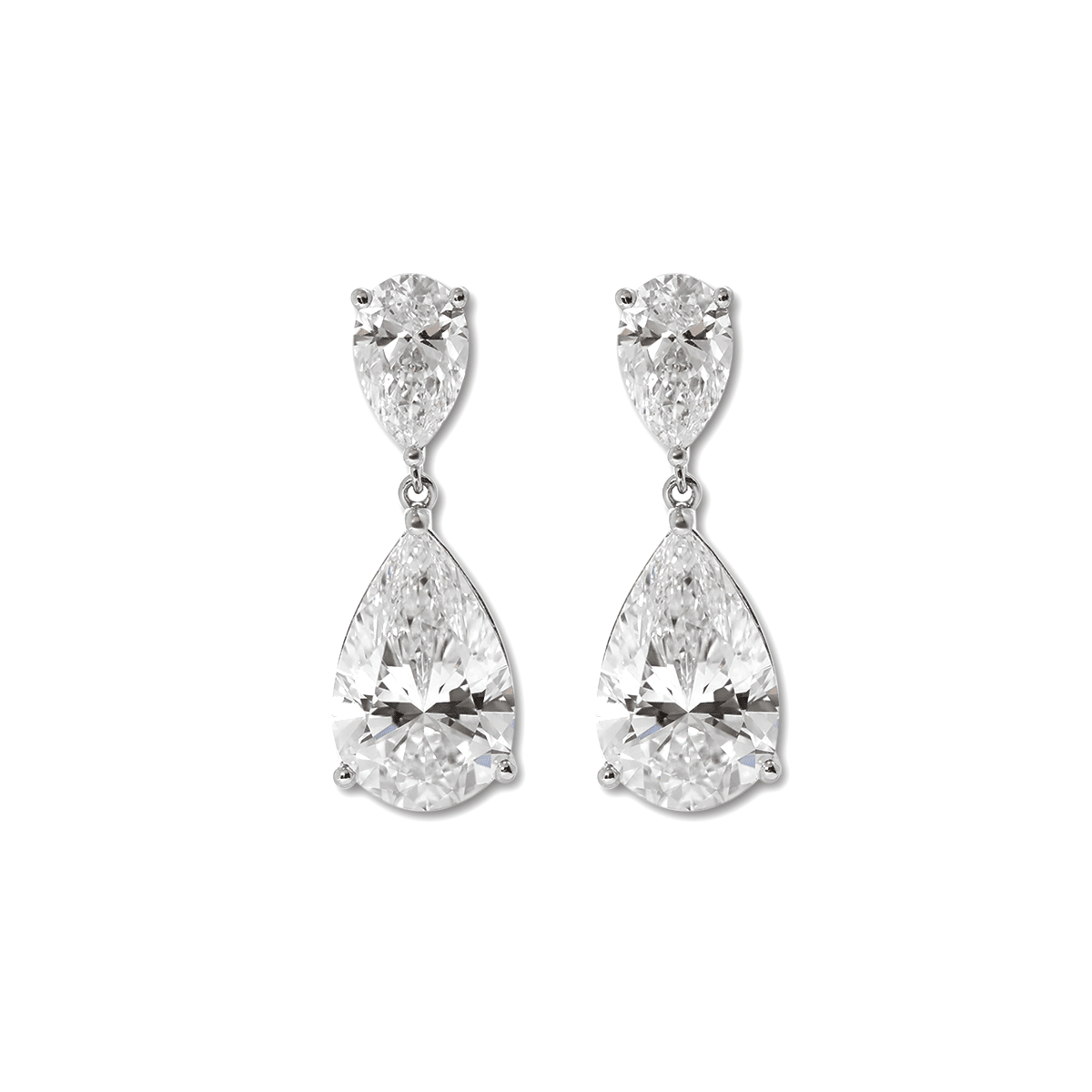 10 ct tw Pear Shaped Lab Diamond Basket Setting Dangle Stud Earrings - FIORESE JEWELRY
