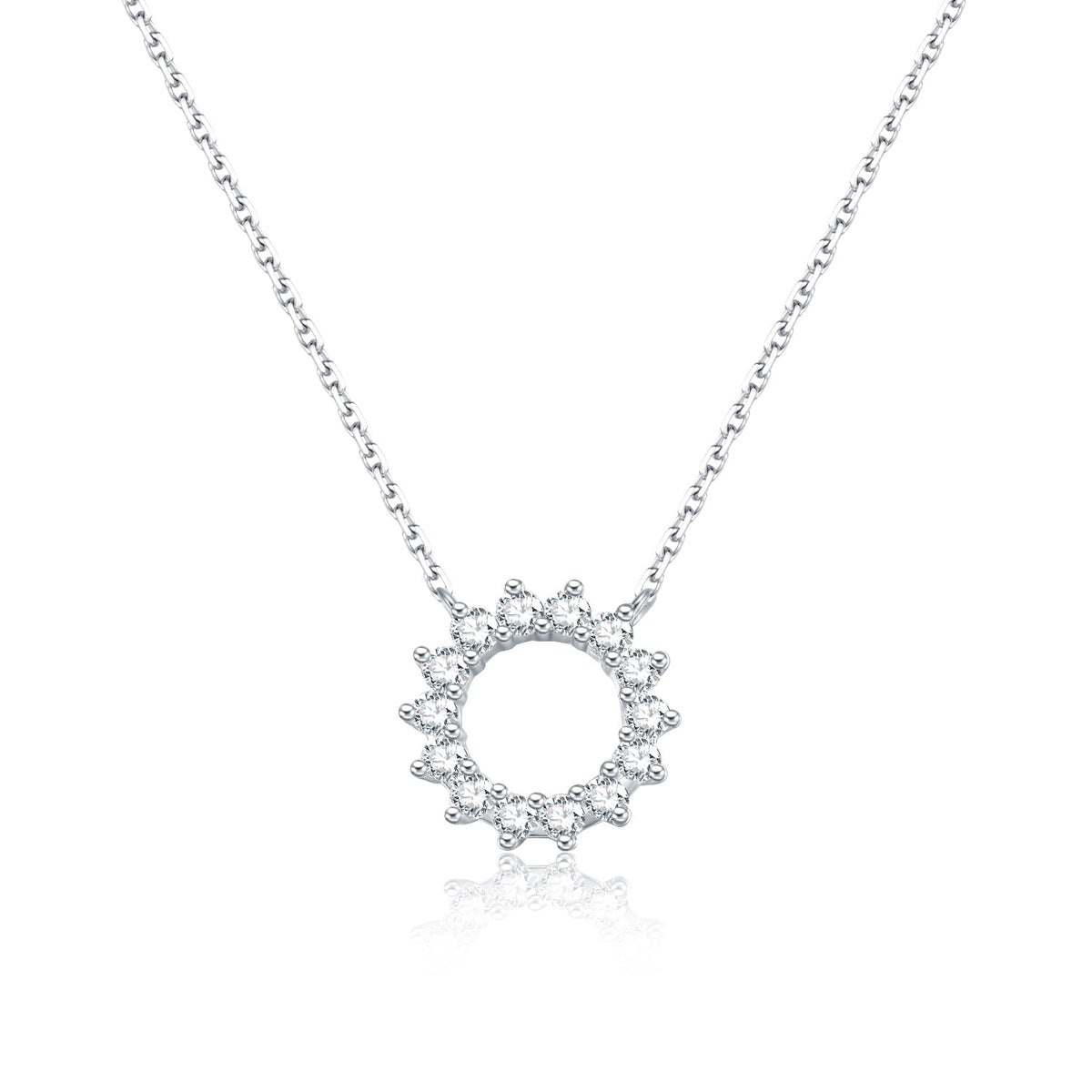 14K gold Sunflower open‑circle halo lab diamond necklace - LGG Jewelry