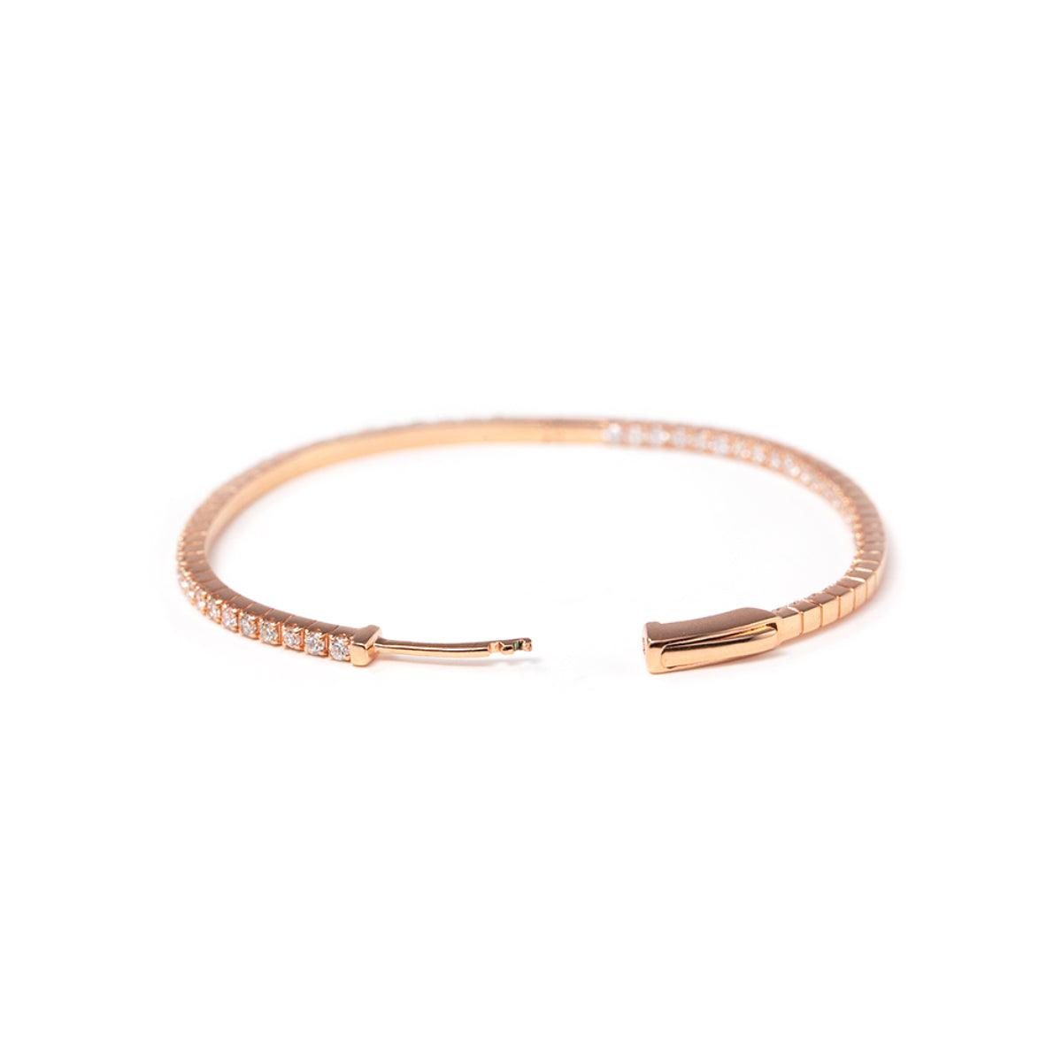 14K Rose Gold 1.3mm Round Cut Diamond Hoop Earrings - FIORESE JEWELRY