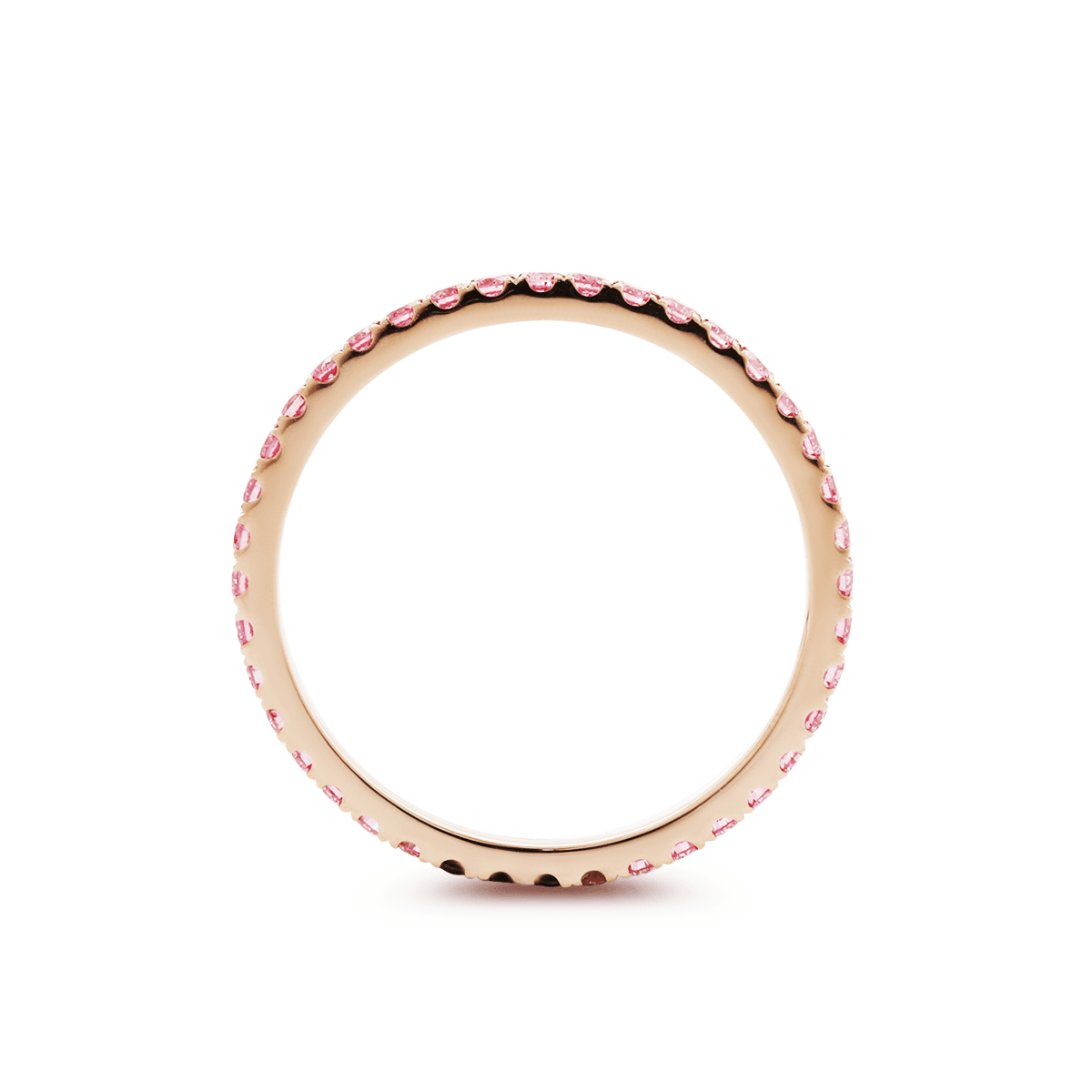 14K Rose Gold Fancy Pink Round Lab Diamond Eternity Ring - FIORESE JEWELRY