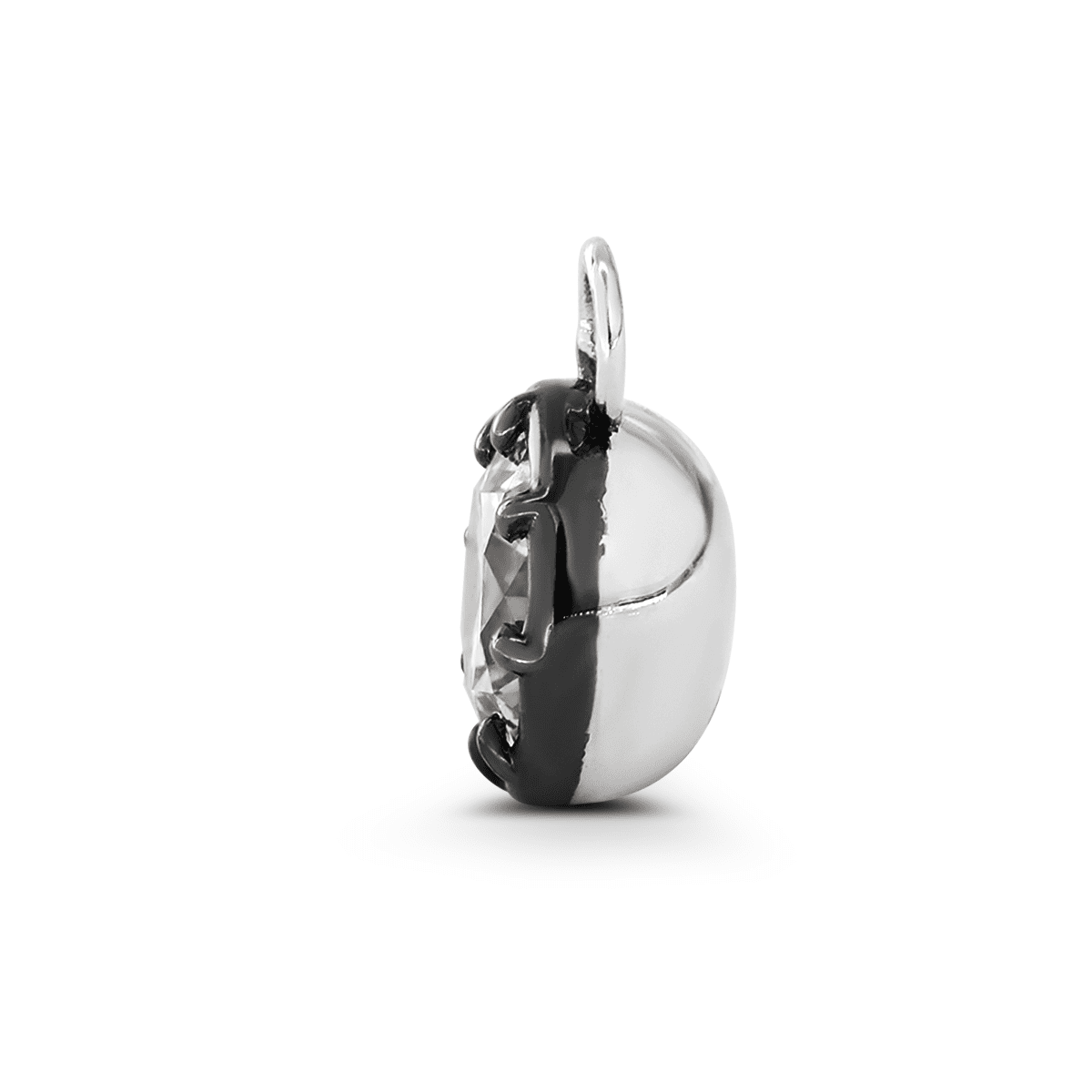 14K White Gold 1ct Round Lab Diamond Pendant Necklace with Black Rhodium Plated Bezel - FIORESE JEWELRY
