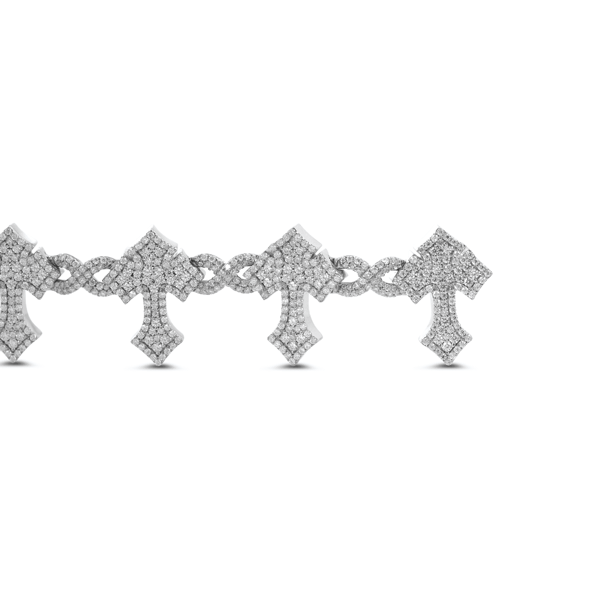 14K White Gold Knight' s Faith Pavé Lab Diamond Bracelet - FIORESE JEWELRY