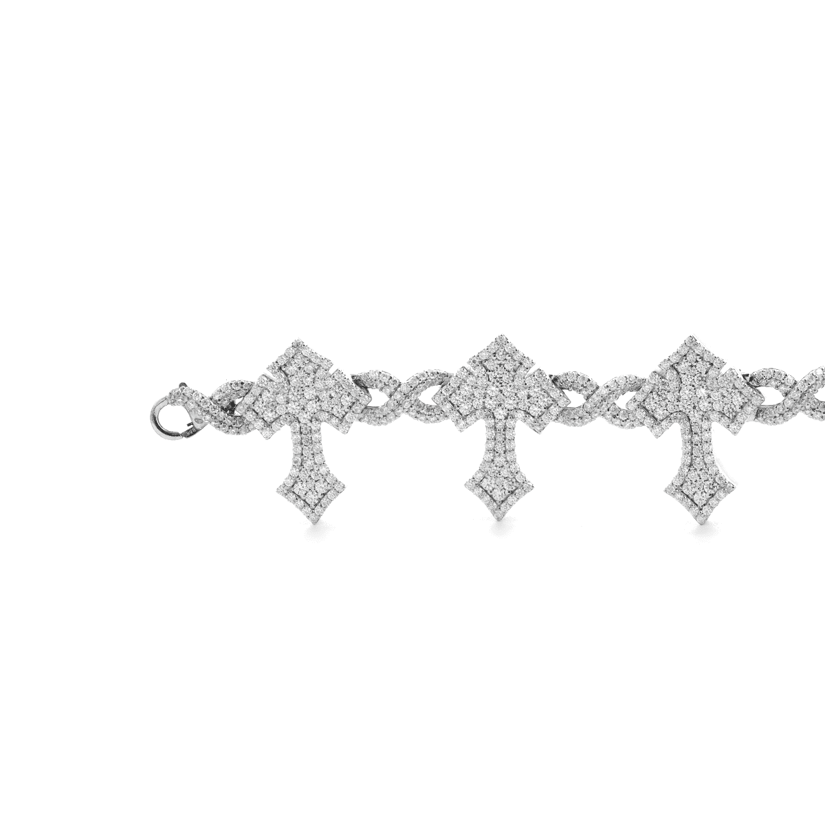 14K White Gold Knight' s Faith Pavé Lab Diamond Bracelet - FIORESE JEWELRY