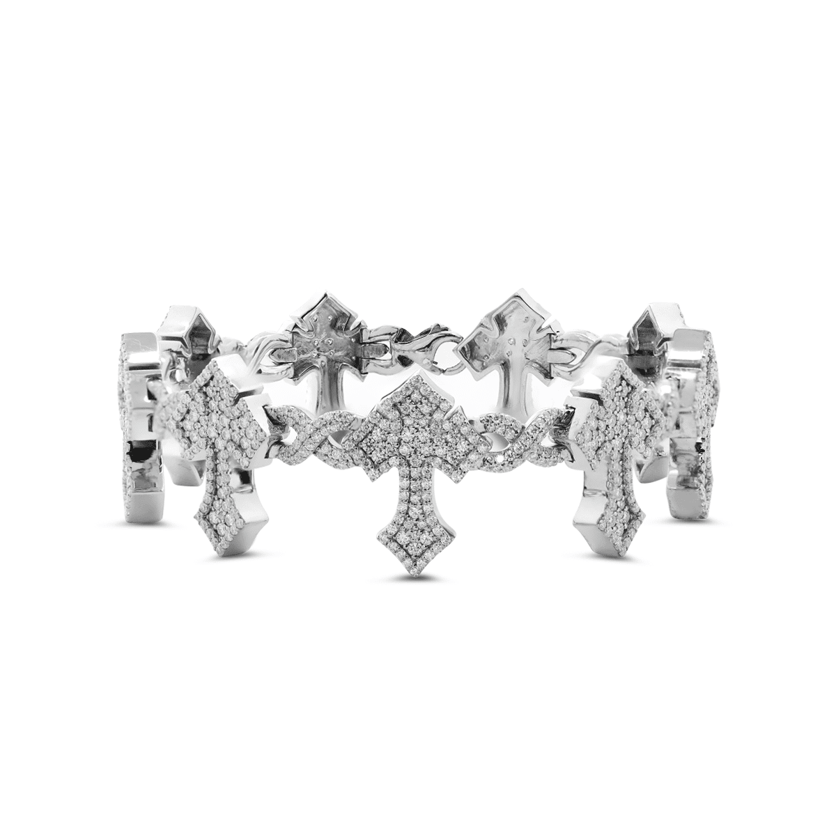 14K White Gold Knight' s Faith Pavé Lab Diamond Bracelet - FIORESE JEWELRY