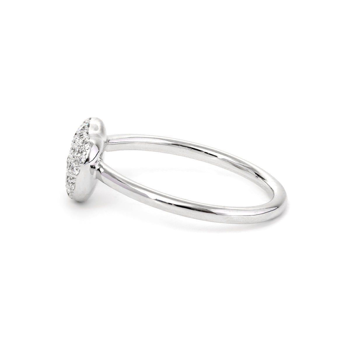 14K White Gold Round Brilliant Cut Lab Diamond Bean Shape Pave Ring - Nature - Inspired Design - FIORESE JEWELRY