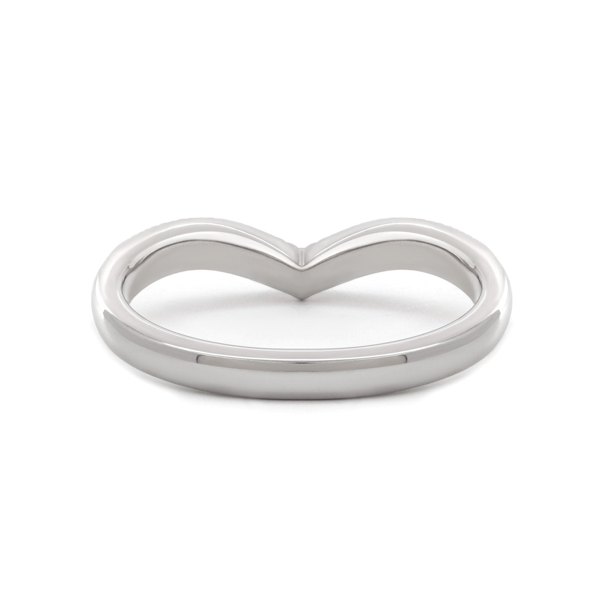 14K White Gold Round Lab Diamond V - shape Millegrain Wedding Ring - FIORESE JEWELRY