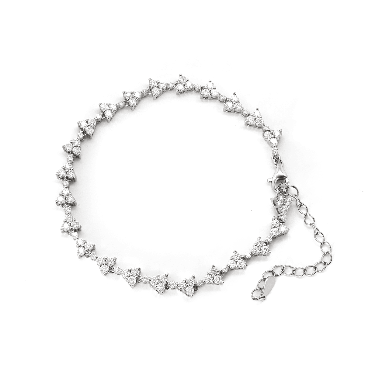 14K White Gold Round Lab Dimaond Cluster Bracelet - FIORESE JEWELRY