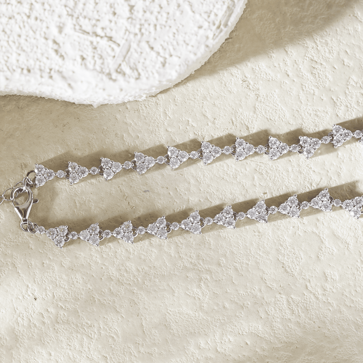 14K White Gold Round Lab Dimaond Cluster Bracelet - FIORESE JEWELRY