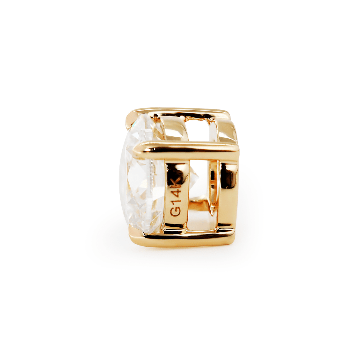 14K Yellow Gold 1ct Round Lab Diamond 4 Claw Prongs Basket Setting Pendant Necklace - FIORESE JEWELRY