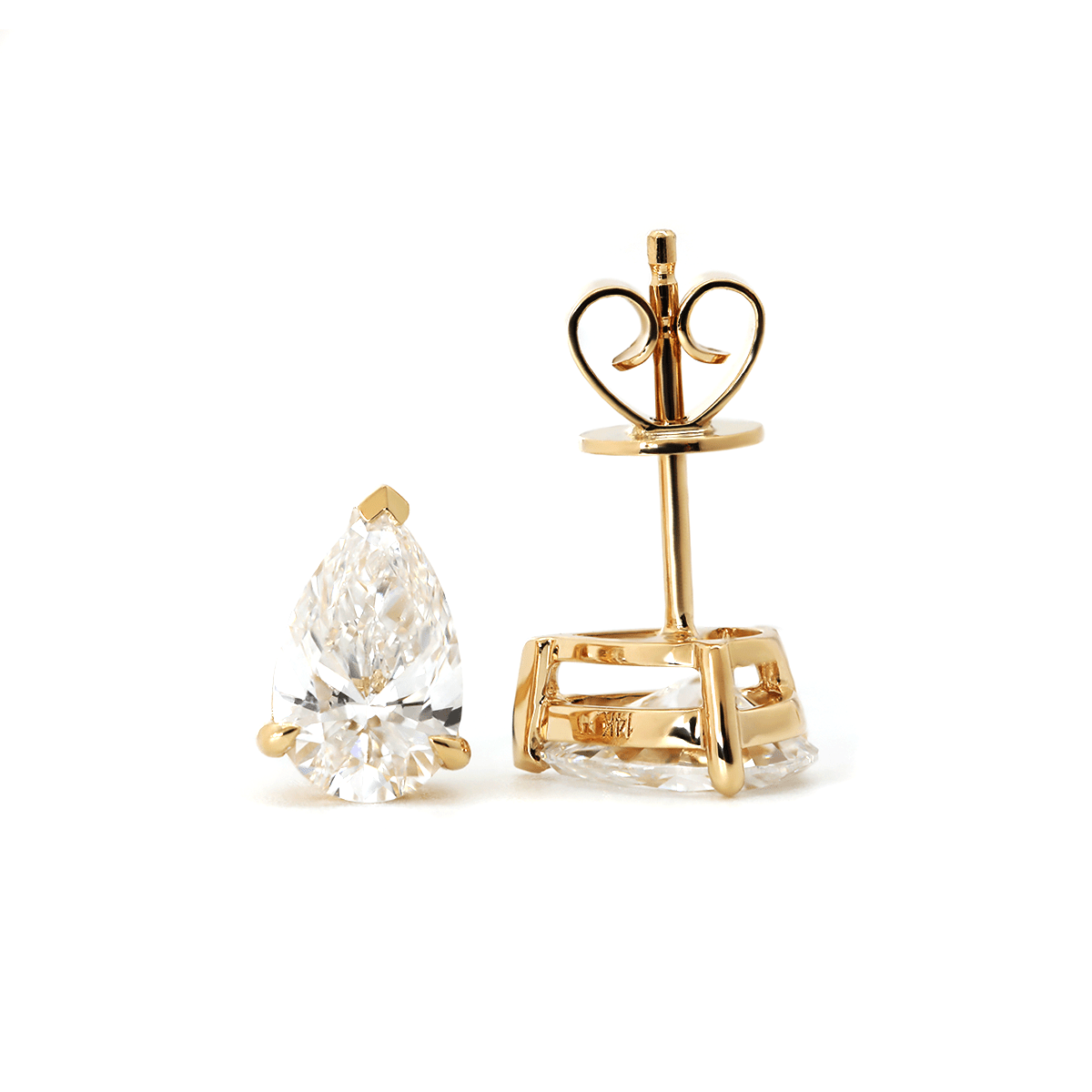14K Yellow Gold Pear Shaped Lab diamond Stud Earrings - FIORESE JEWELRY