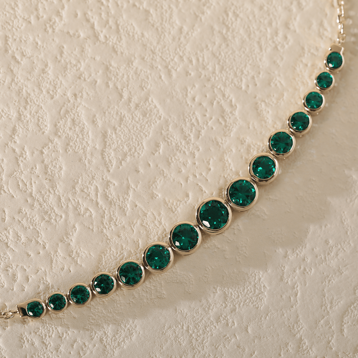 14K Yellow Gold Round Lab Columbian Emerald Bezel Smile Pendant Necklace - FIORESE JEWELRY