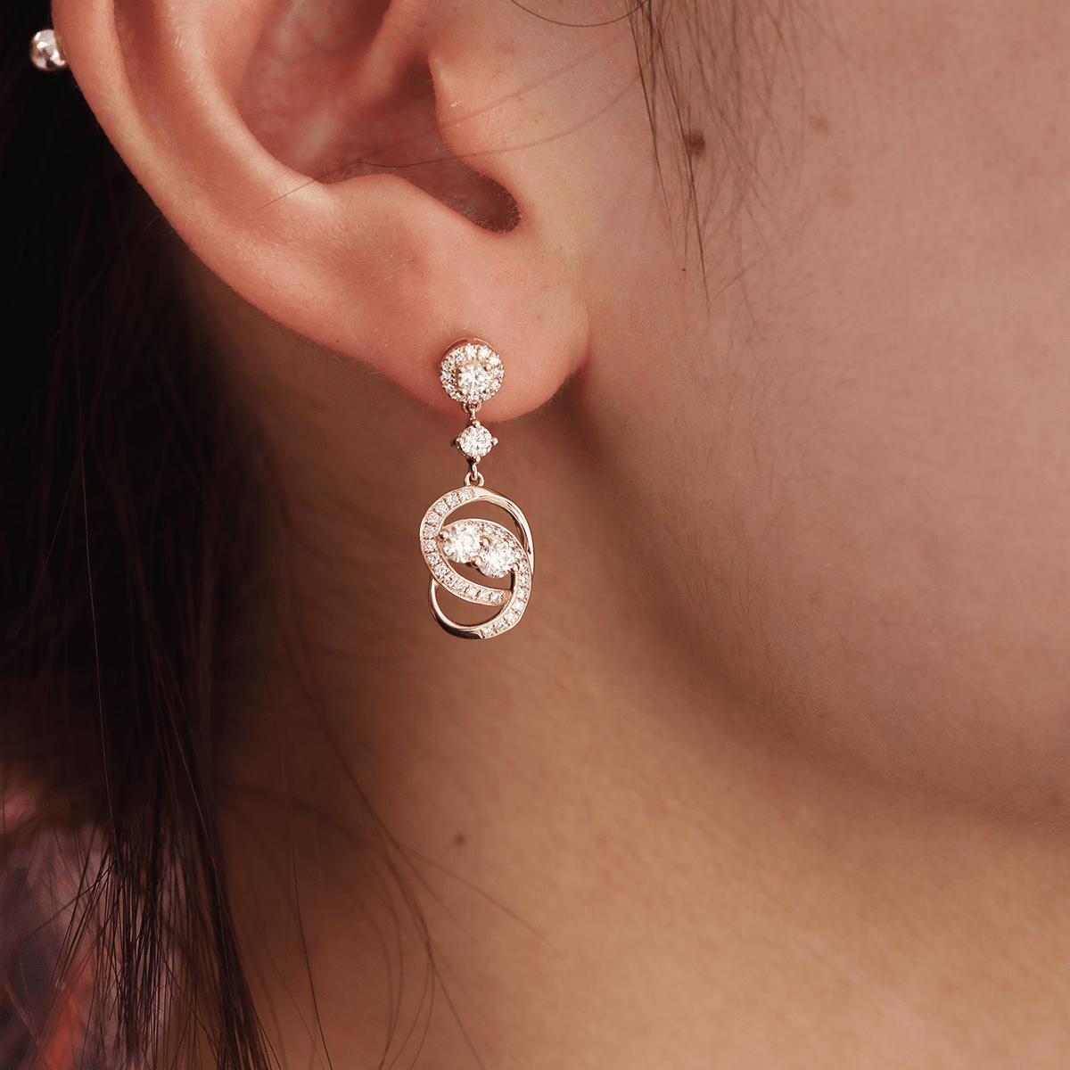 14K Yellow Gold Round Lab Diamond Celestial Ring - Inspired Stud Earrings - FIORESE JEWELRY