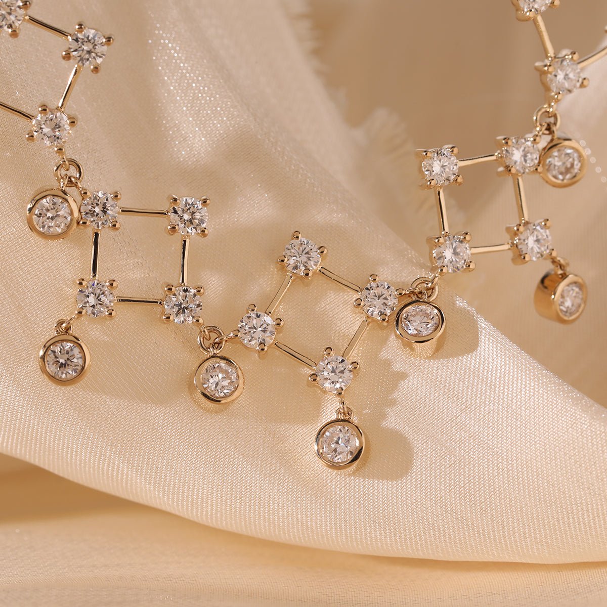 14K Yellow Gold Round Lab Diamond Lace Necklace - FIORESE JEWELRY