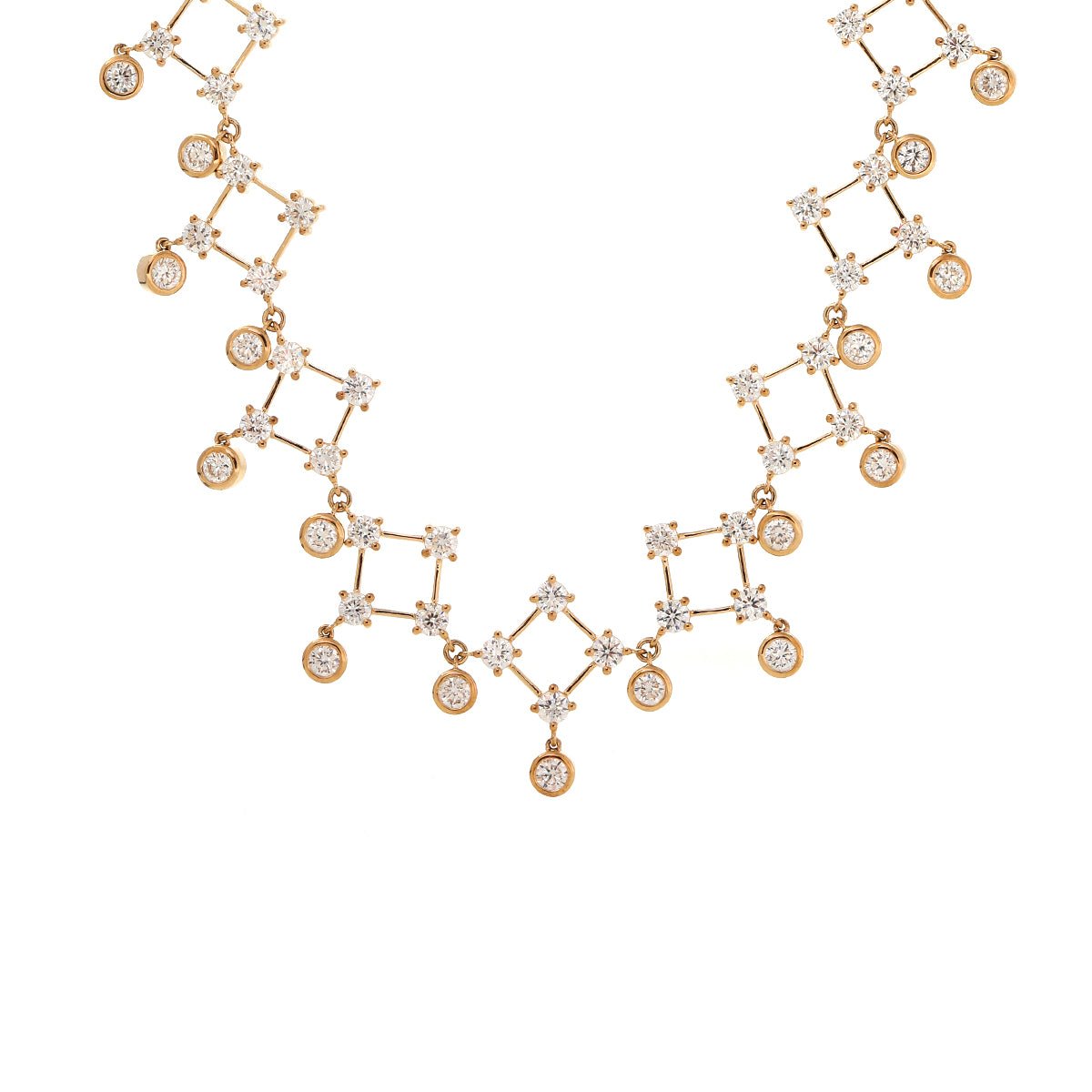 14K Yellow Gold Round Lab Diamond Lace Necklace - FIORESE JEWELRY